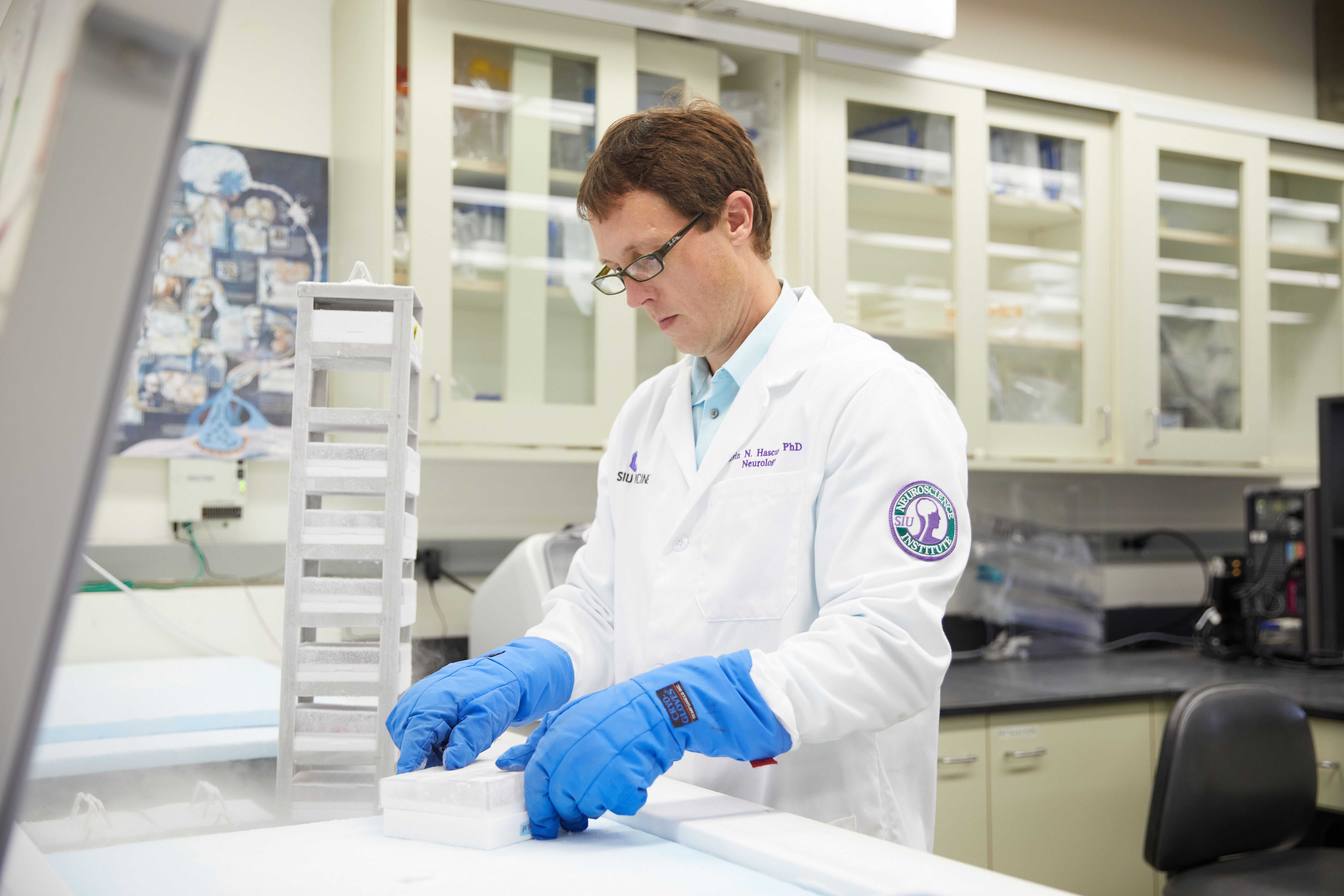 Kevin Hascup works in the Alzheimer's Center lab at SIU School of Medicine.