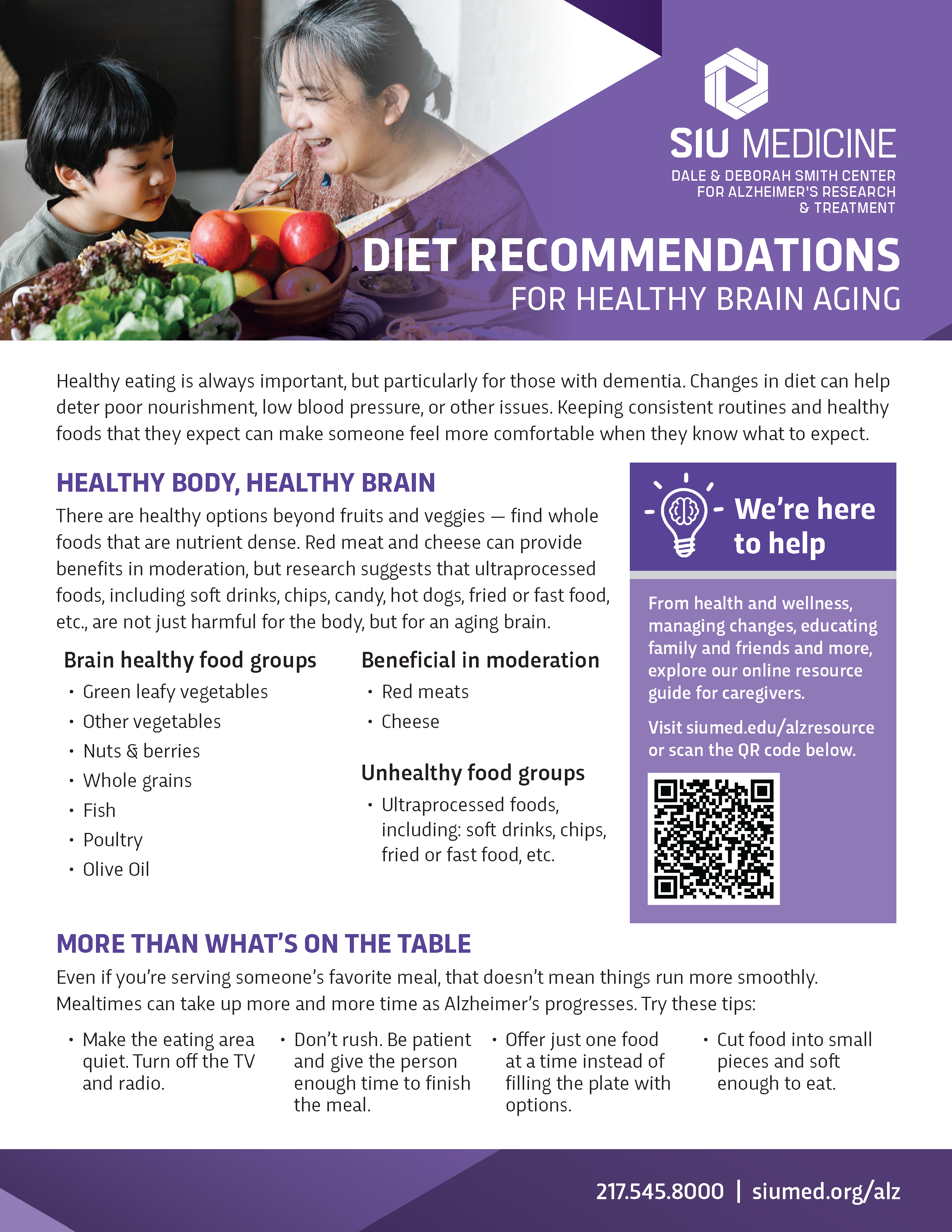 Nutrition fact sheet for those with Alzheimer's