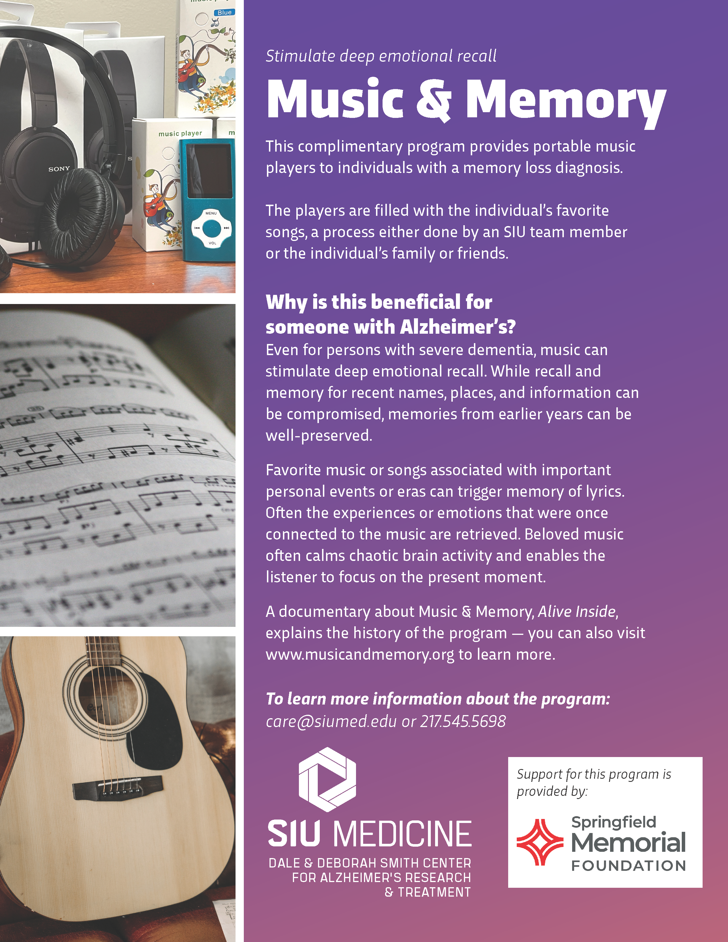 Music & Memory flyer
