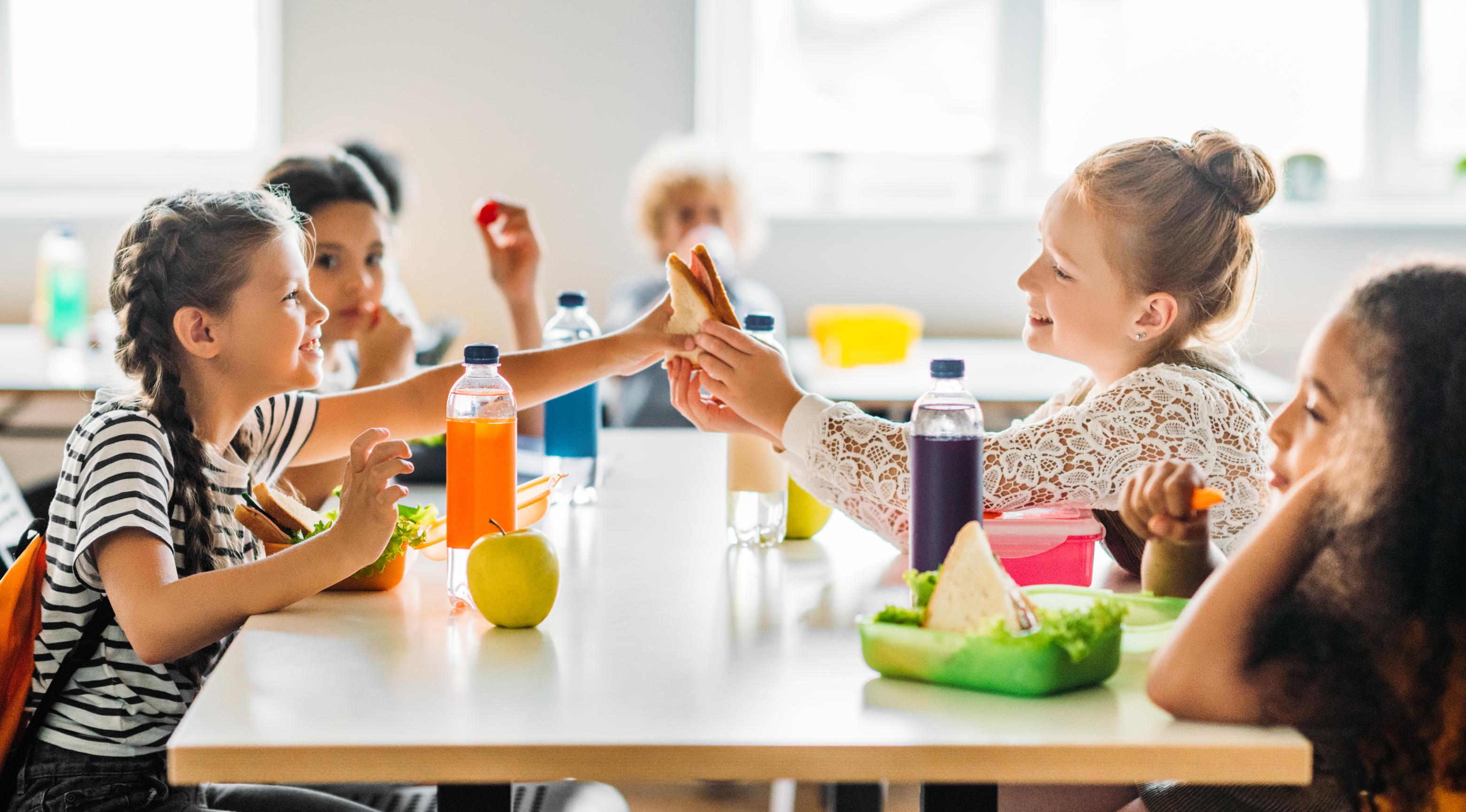 Kids eating at the lunch table
