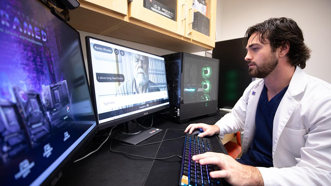 Jake Schmid with AI patient