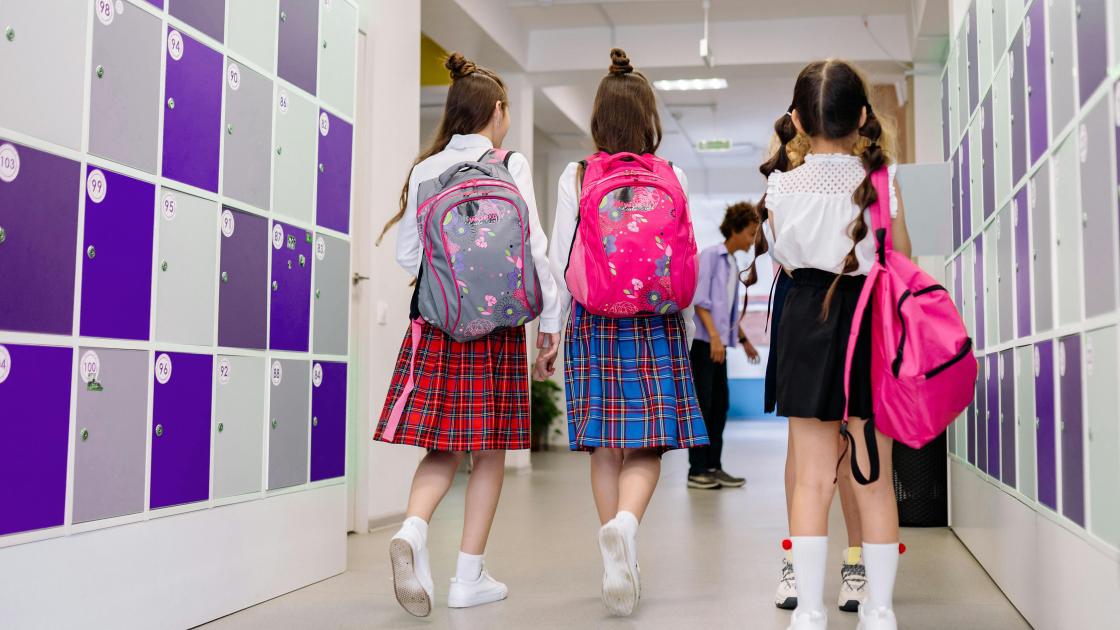 Back to school with SIU Medicine, group of girls walking to class