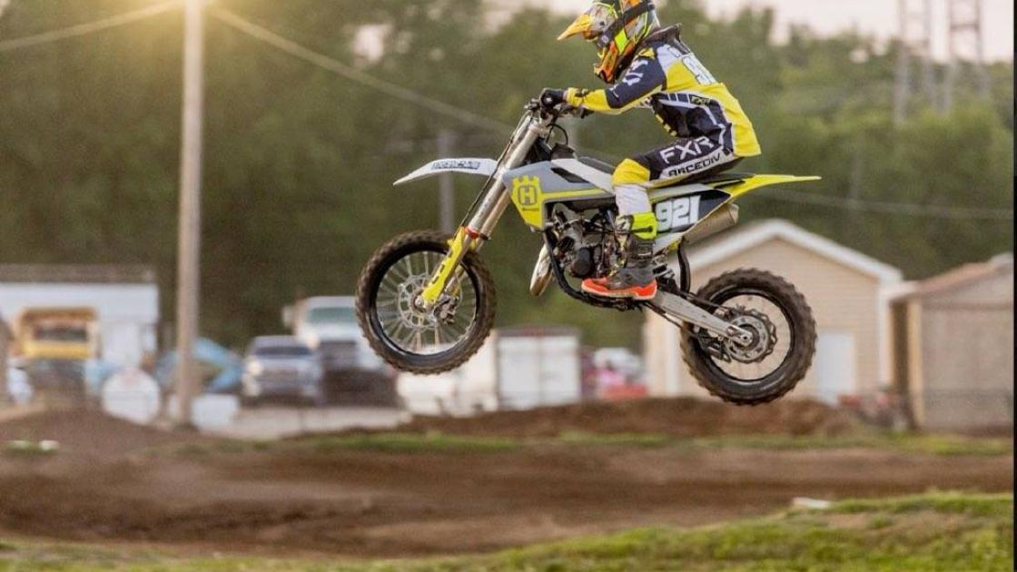 Boy on motocross bike