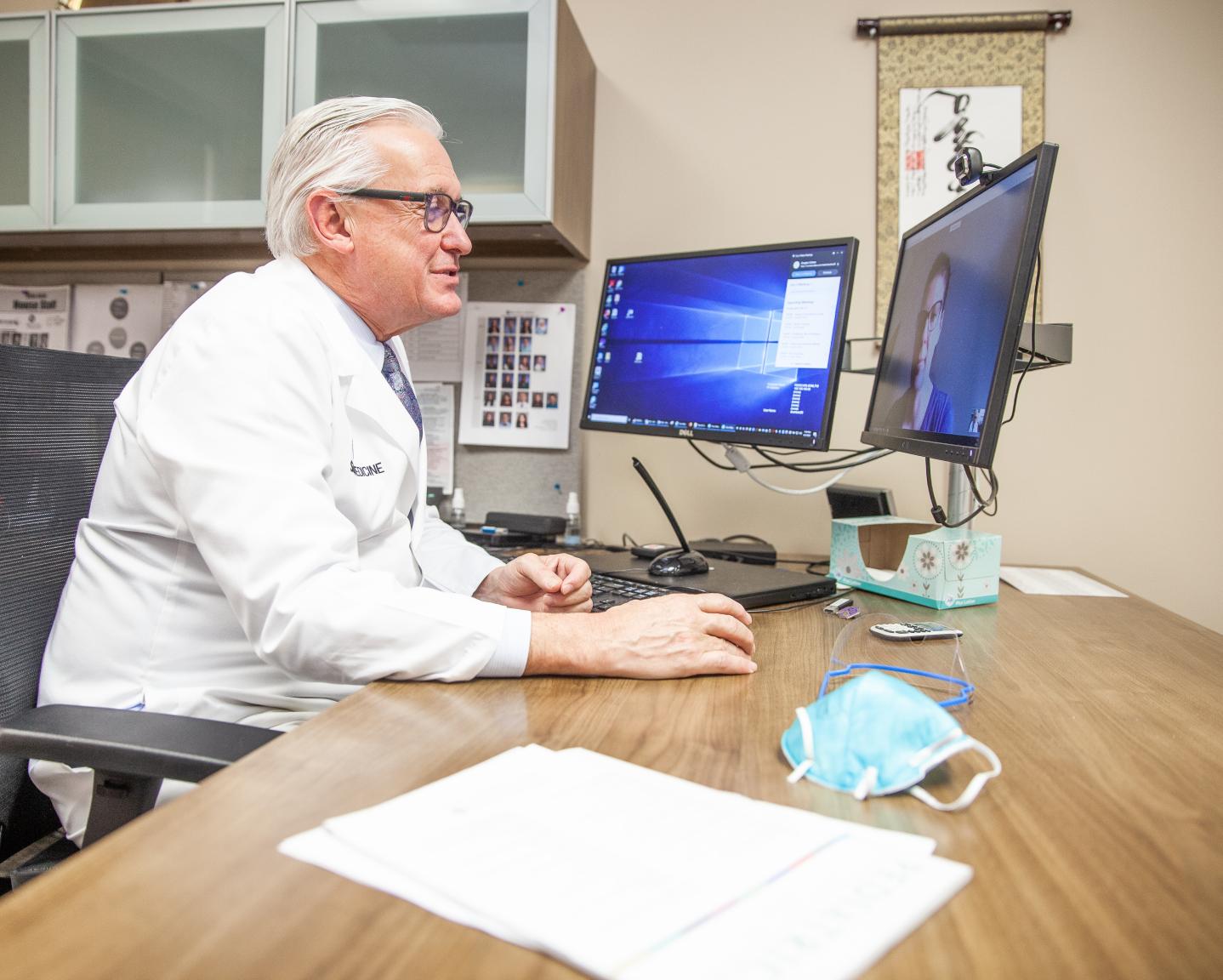Dr. Carlson sees patient via telehealth
