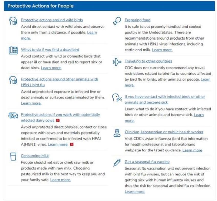 Protective actions against H5N1
